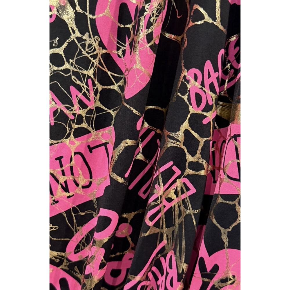 Caren Sport Black Pink Gold Bubble Hem Top Women’s 2X City Graphics Lace Y2K - Picture 14 of 16
